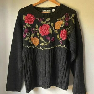 Vintage Gina Peters floral cotton blend sweater size L